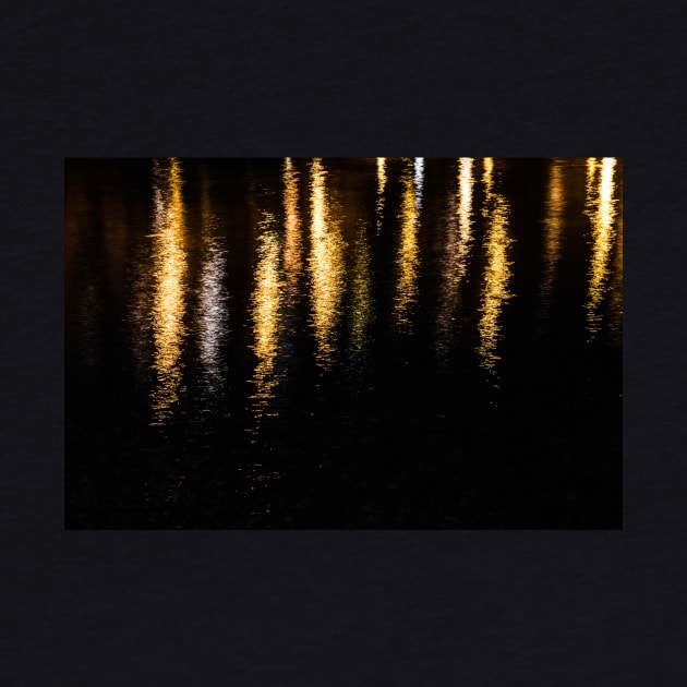 Abstract night lights sea shiny gold black Photo of glistening shiny water by PLdesign